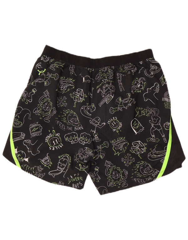 Under Armour Mens Heat Gear Absztrakt mintás grafikus sport rövidnadrág XL fekete