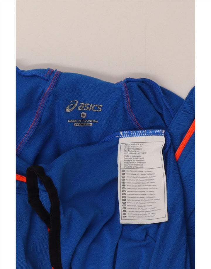 Asics Mens Hooded Zip Neck Top Long Sleeve Medium Blue Polyester
