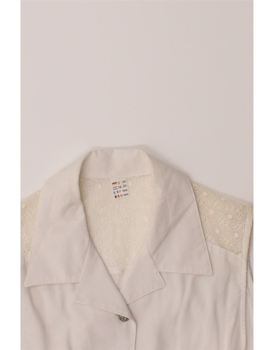 VINTAGE Womens Sleeveless Blouse Top EU 38/40 Medium White Viscose Vintage Vintage and Second-Hand Vintage from Messina Hembry 