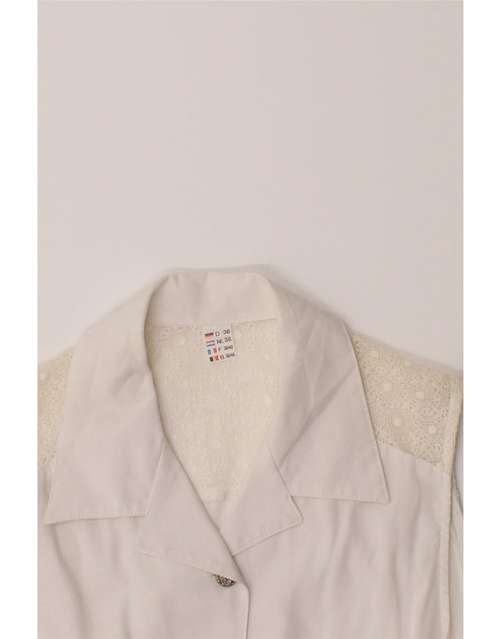 VINTAGE Womens Sleeveless Blouse Top EU 38/40 Medium White Viscose Vintage Vintage and Second-Hand Vintage from Messina Hembry 