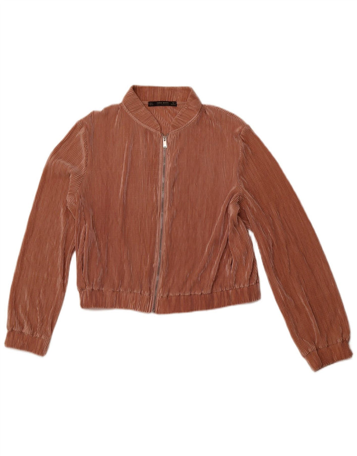 ZARA Womens Bomber Jacket UK 16 Large Pink Polyester