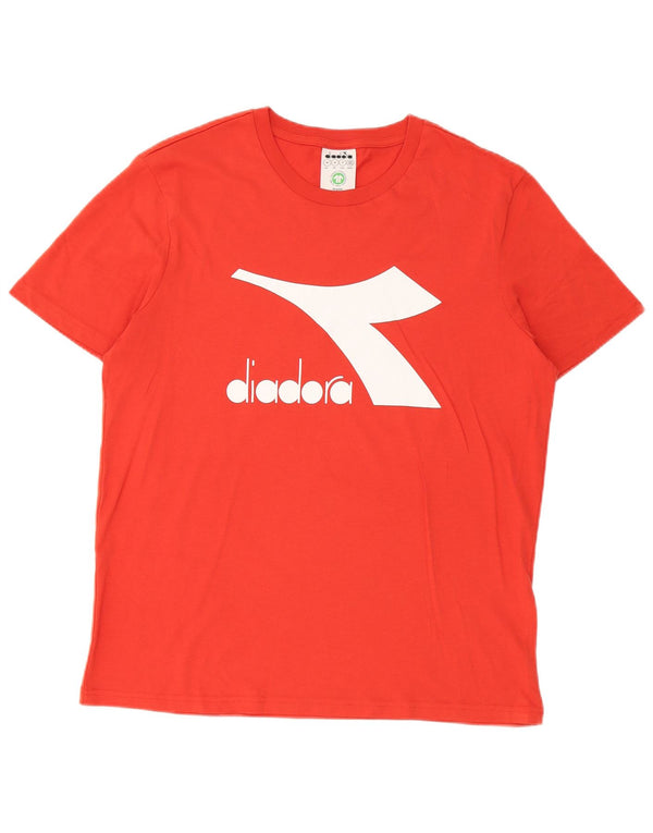 Diadora Herre grafisk T-shirt Top Medium Orange Bomuld