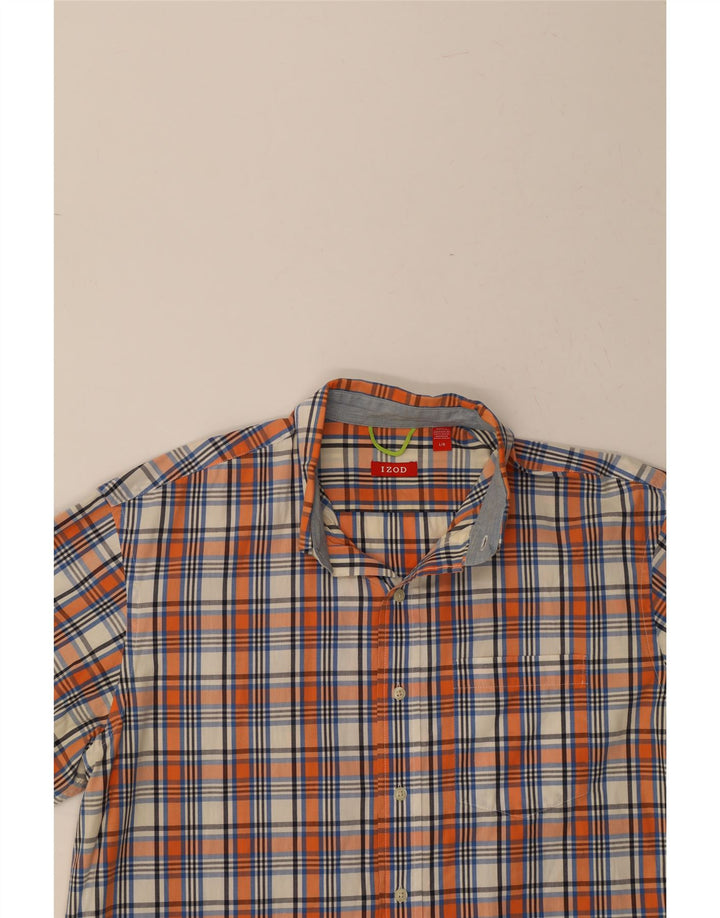 IZOD Mens Short Sleeve Shirt Large Orange Check Cotton Vintage Izod and Second-Hand Izod from Messina Hembry 