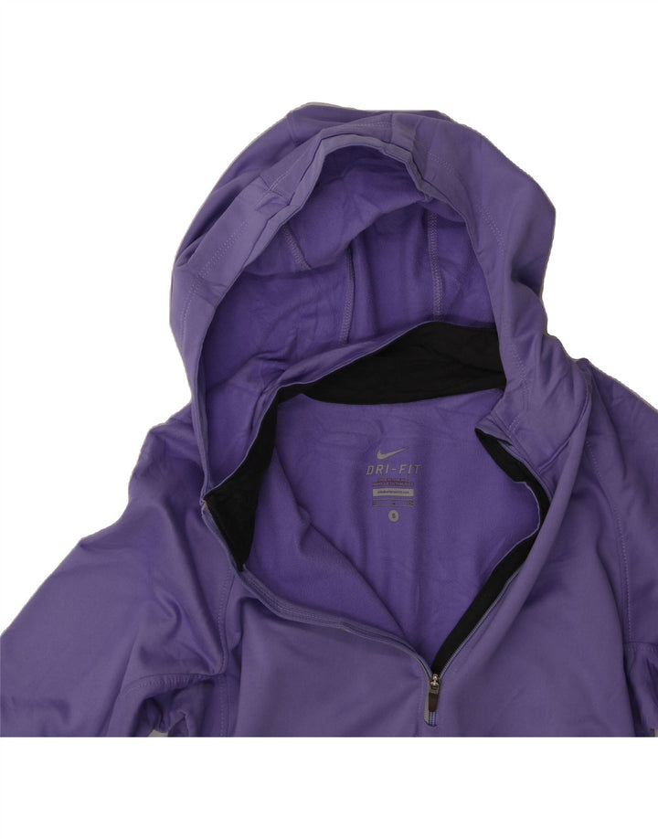 NIKE Womens Hooded Zip Neck Pullover Tracksuit Top UK 10 Small Purple Vintage Nike and Second-Hand Nike from Messina Hembry 