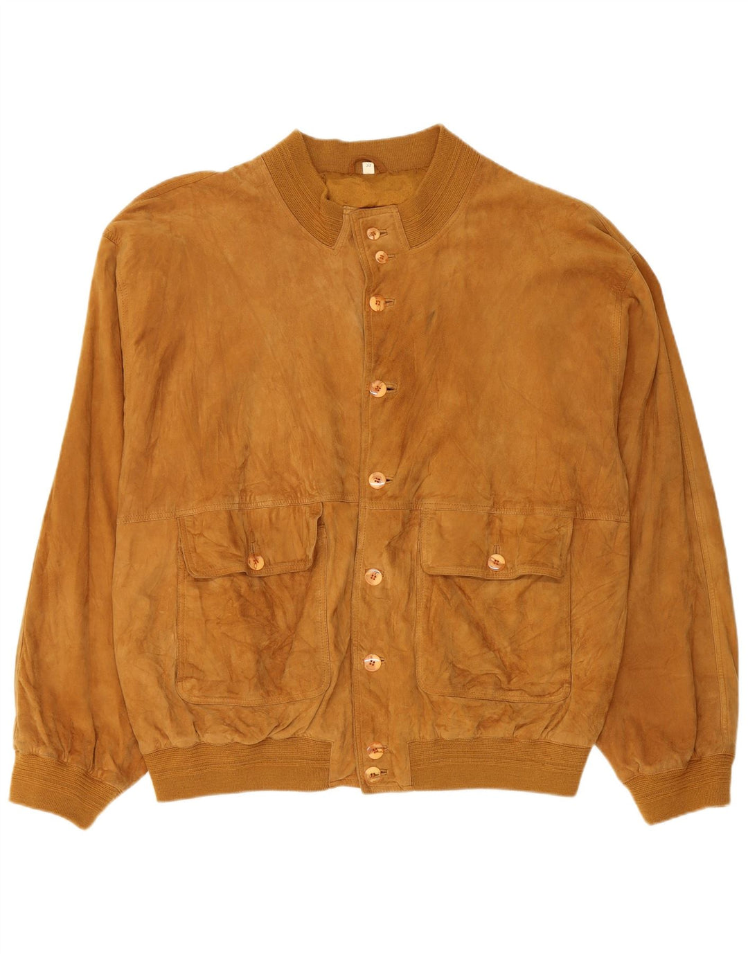 Vintage Mens Suede Bomber Jacket IT 58 4XL Brown Leather