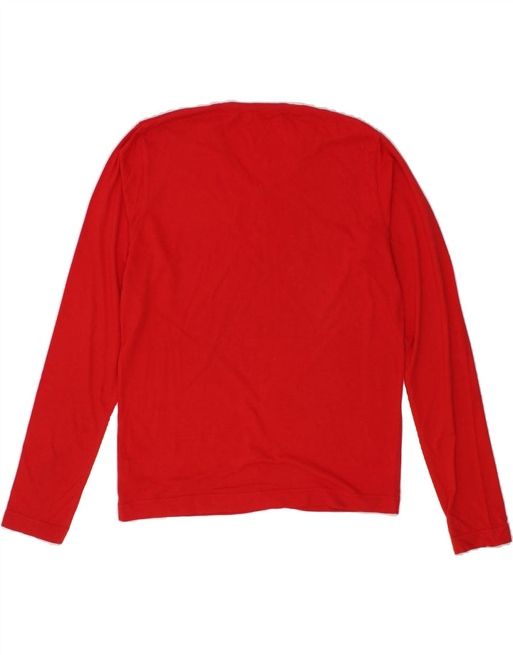 GURU Womens Oversized Graphic Top Long Sleeve UK 10 Small Red Cotton Vintage Guru and Second-Hand Guru from Messina Hembry 