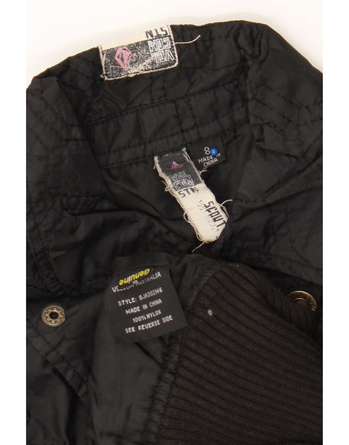 Volcom Womens Bomber Jacket UK 8 Small Black Geometric Nylon