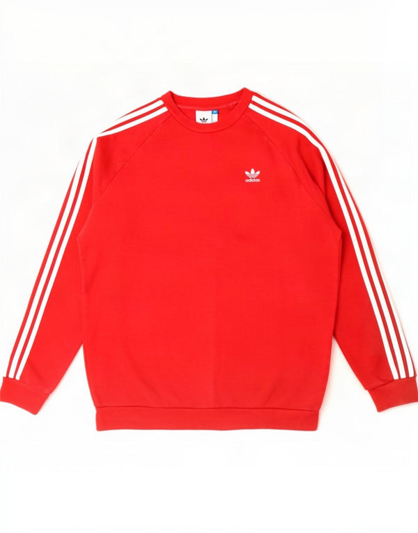 Adidas Mens Sweatshirt Jumper Medium Red Cotton