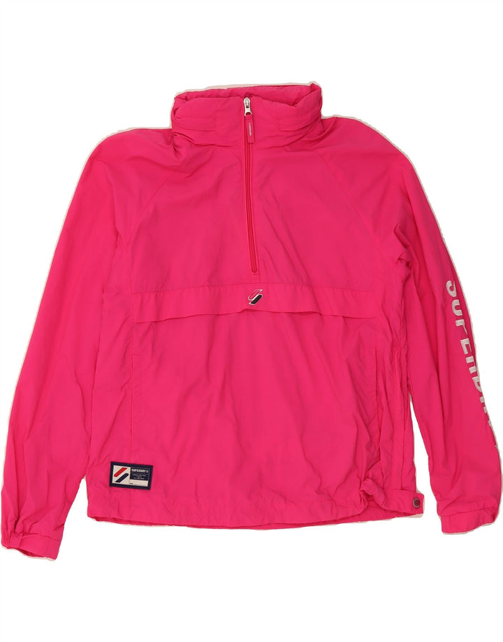 SUPERDRY Womens Graphic Hooded Anorak Jacket UK 12 Medium Pink Polyester Vintage Superdry and Second-Hand Superdry from Messina Hembry 