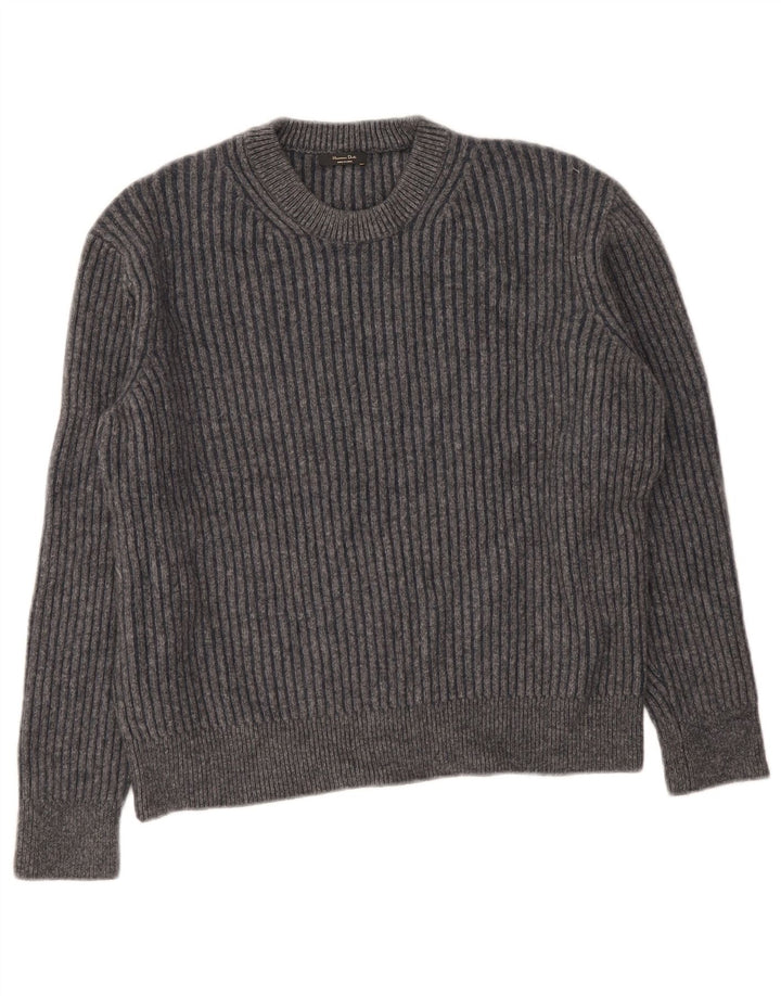 Massimo Dutti Pull à col rond pour femme UK 16 Grande laine grise