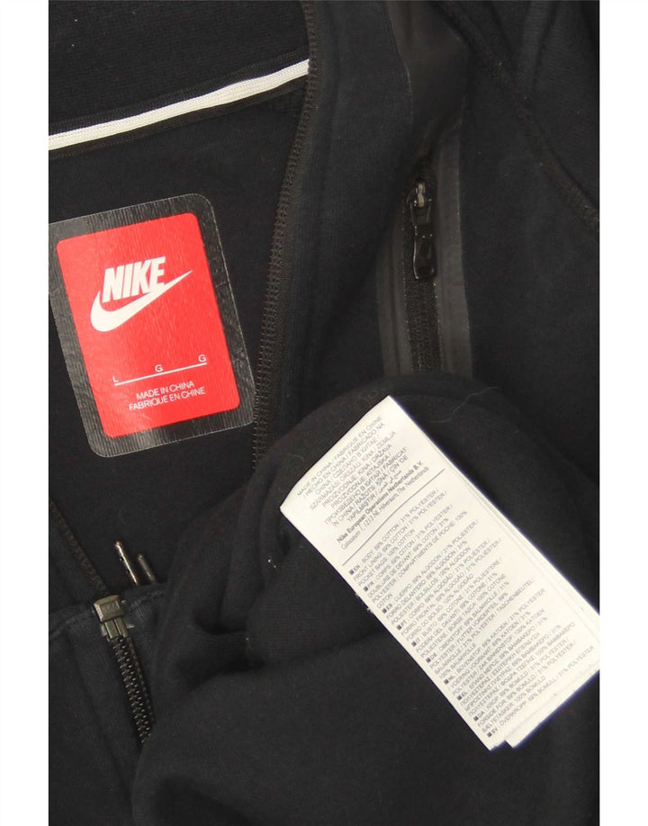 Nike Womens Tracksuit Top Jacket UK 14 Large Black Cotton