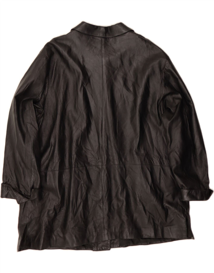 VINTAGE Womens Leather Coat UK 18 XL Black Vintage Vintage and Second-Hand Vintage from Messina Hembry 
