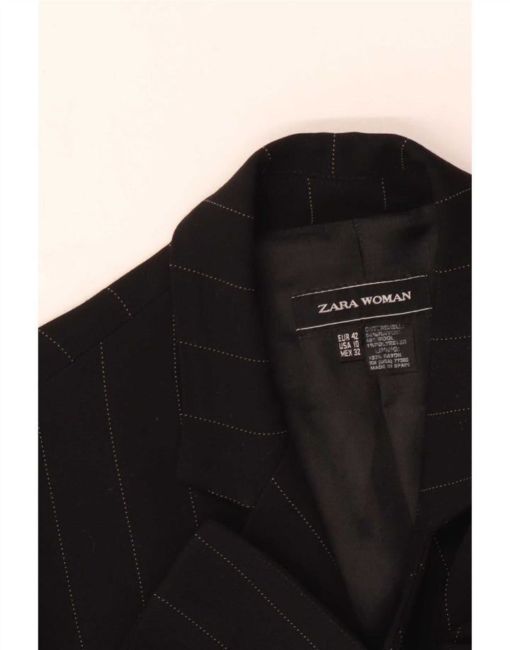 Jaqueta blazer feminina Zara com 2 botões EU 42 grande rayon preto listrado