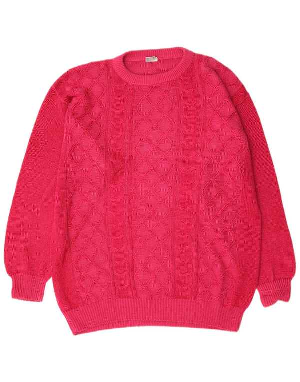 Vintage Mens Crew Neck Jumper Sweater Large Pink Cotton