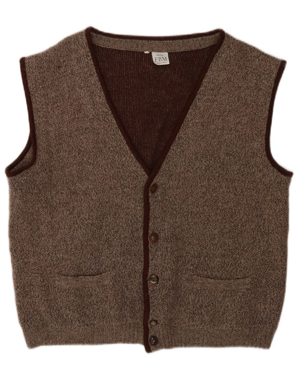 Vintage Mens Knit Waistcoat IT 50 Medium Brown Flecked Classic