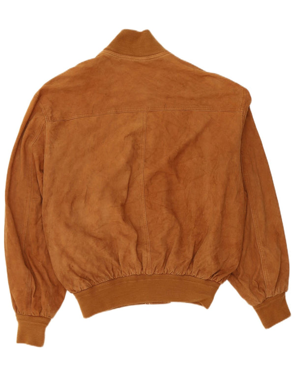 Vintage Mens Suede Bomber Jacket IT 50 Large Beige Leather
