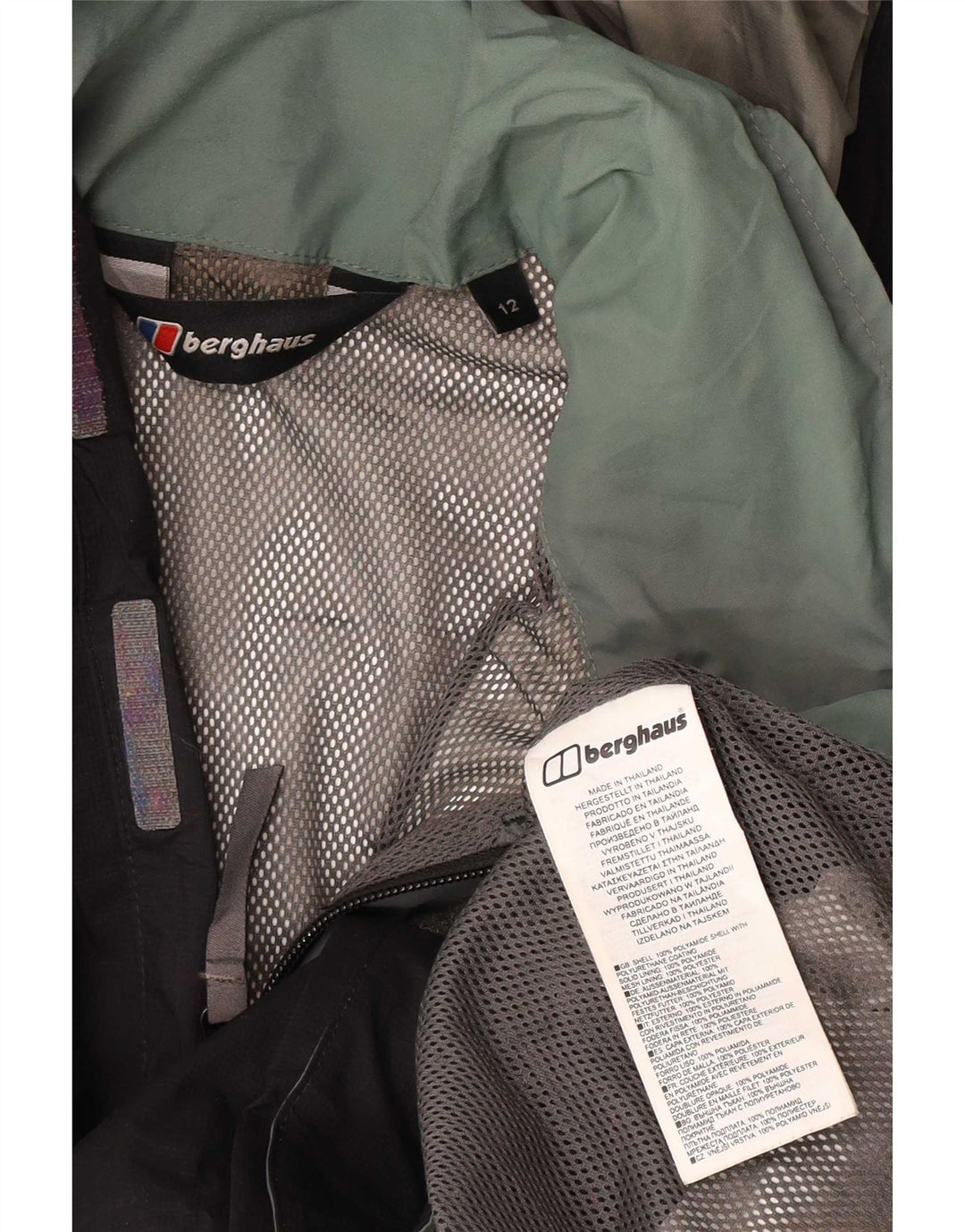 Berghaus Jungen-Regenjacke mit Kapuze, 11–12 Jahre, schwarzes Polyamid