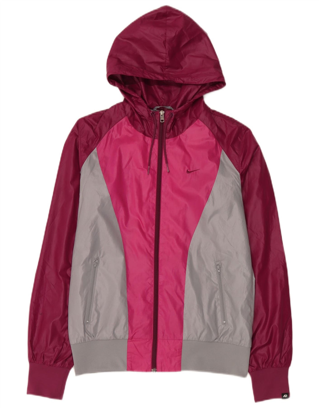 Nike Womens Hooded Rain Jacket UK 14 Medium Pink Colourblock Polyester
