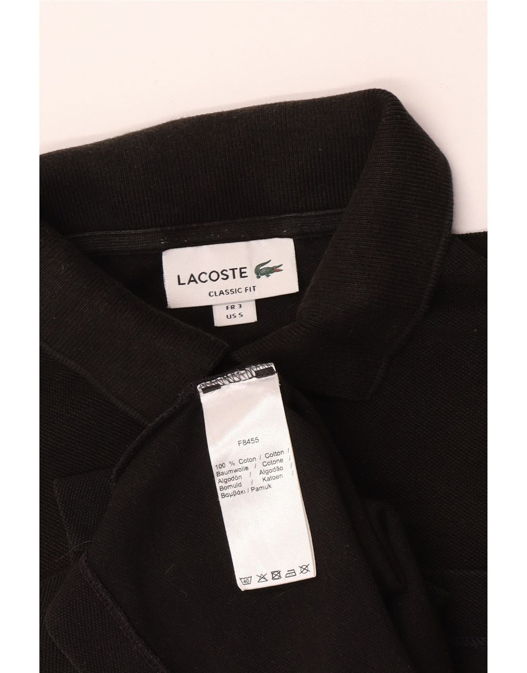 Lacoste Mens Classic Fit Polo Shirt Size 3 Small Black Cotton