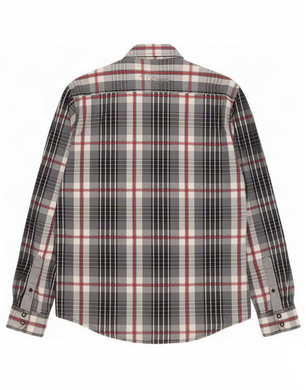 Desigual Mens Graphic Shirt Large Grey Check Cotton