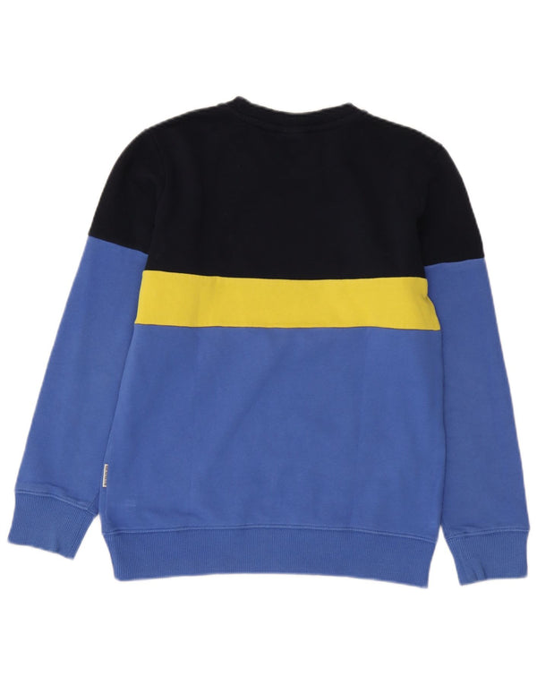 Napapijri Boys Geographic Sweatshirt Jumper 11-12 Years Blue Colourblock