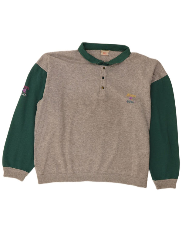 Roby Herre Polo Neck Sweatshirt Jumper 2XL Grå Colourblock Bomuld