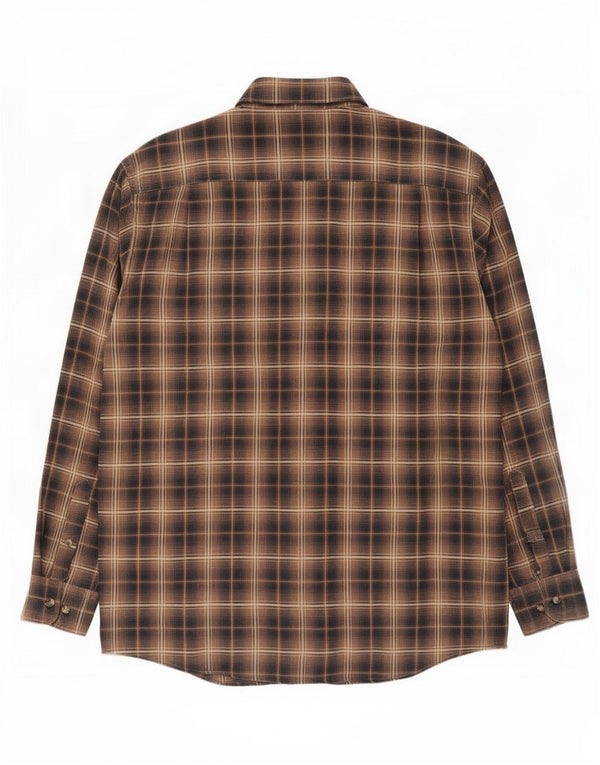 Angelo Litrico Camicia da uomo Taglia 41/42 Cotone a quadri marroni grandi