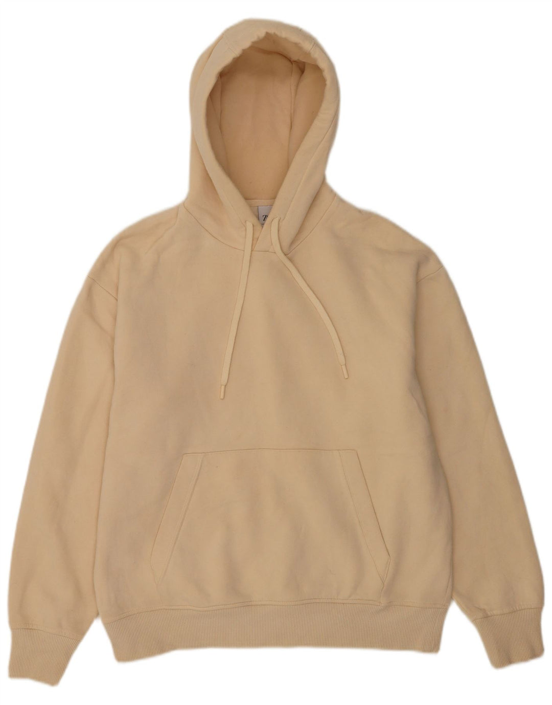 Zara Mens Hoodie Jumper Medium Beige Cotton