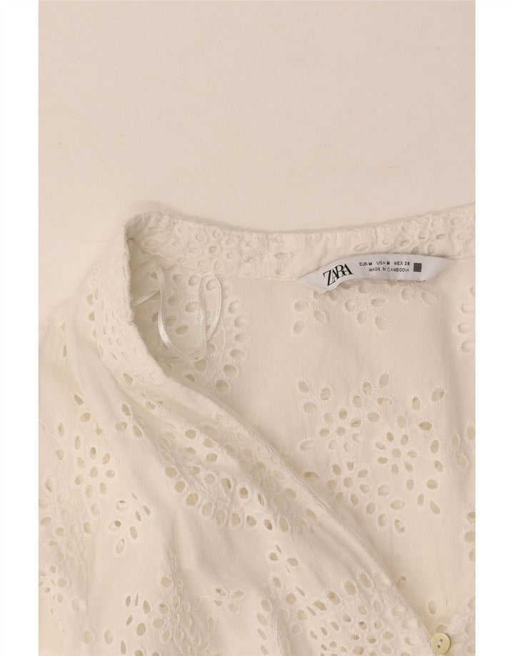 ZARA Womens Long Sleeve A-Line Dress UK 12 Medium White