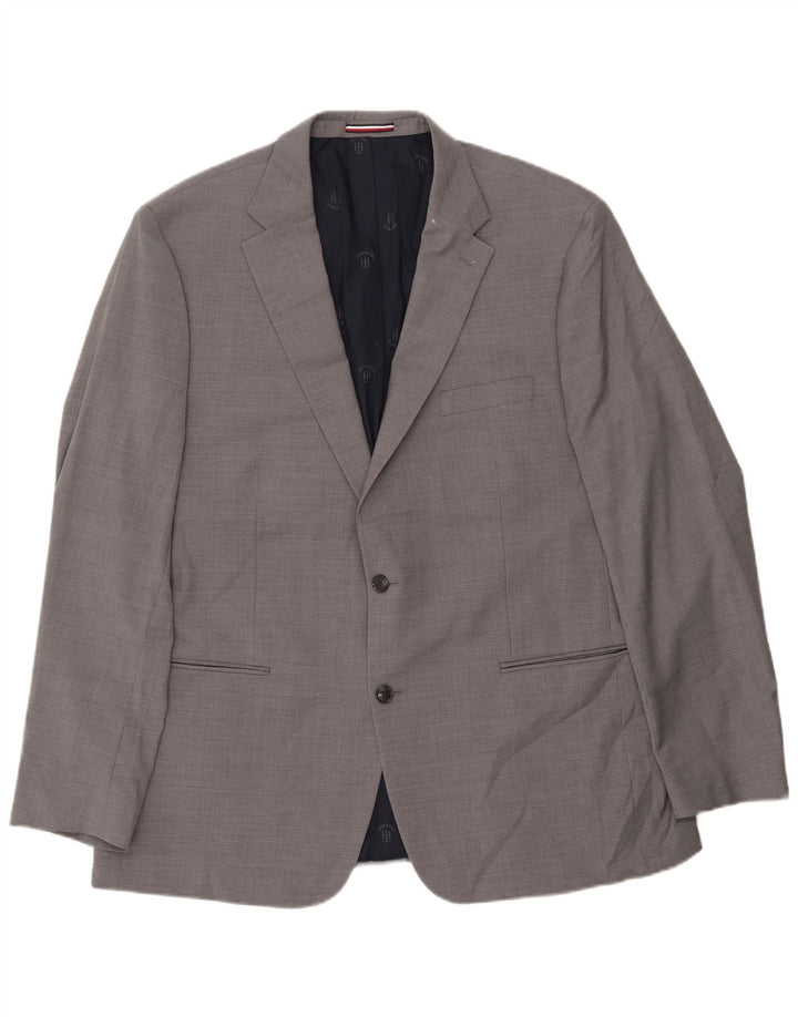 Męska marynarka zapinana na 2 guziki TOMMY HILFIGER UK 48 4XL Szara wełna