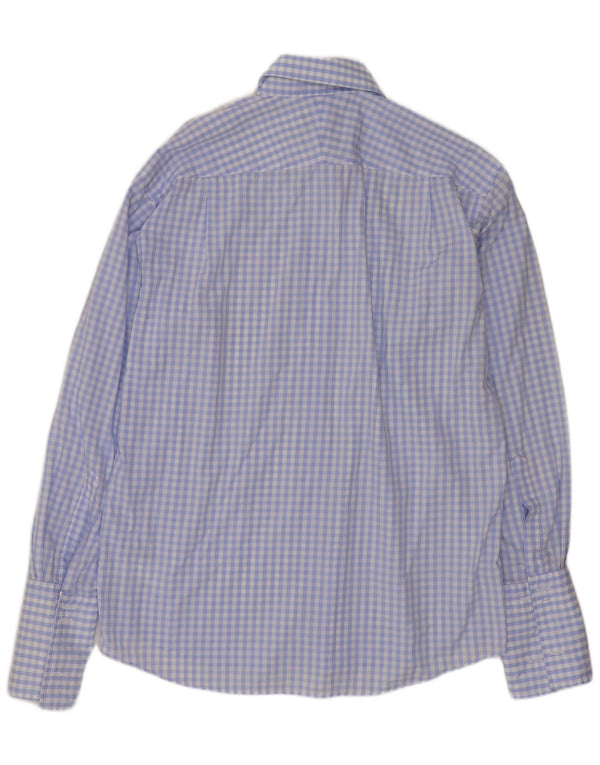 Van Heusen Mens Shirt Size 41 16 Large Blue Gingham Cotton