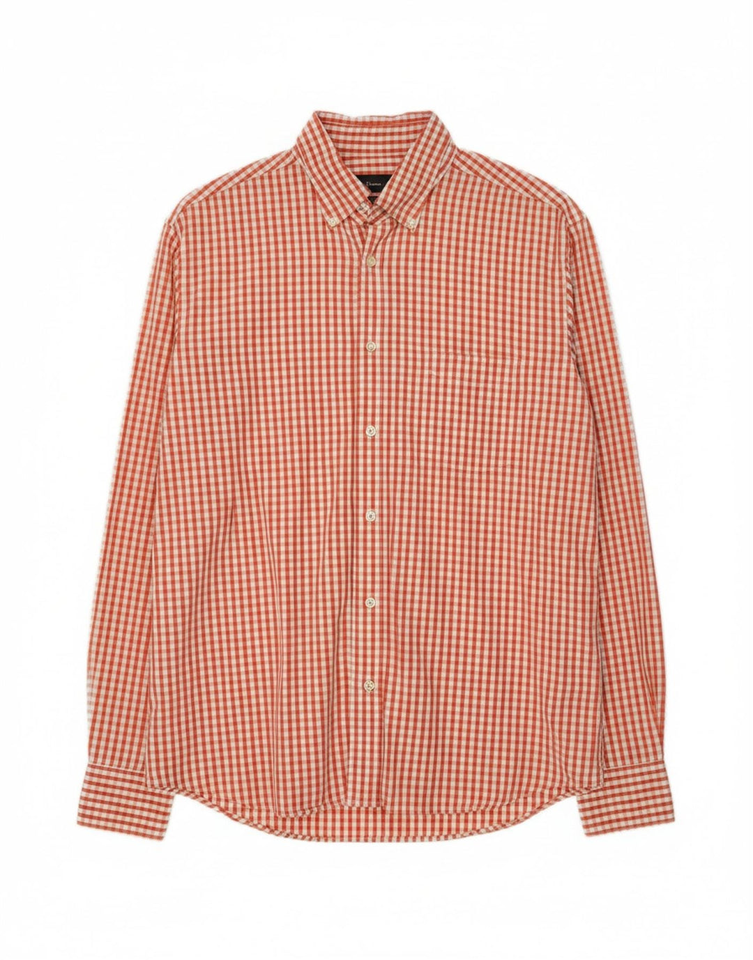 MASSIMO DUTTI Mens Tailored Fit Shirt Large Orange Gingham Cotton Vintage Massimo Dutti and Second-Hand Massimo Dutti from Messina Hembry 