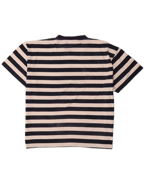 NANI BON Womens Graphic T-Shirt Top IT 52 2XL Navy Blue Striped Cotton