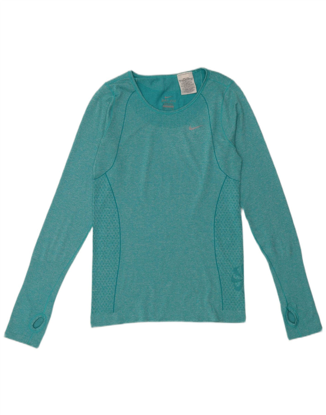 Nike Womens Dri Fit Top Long Sleeve UK 10 Small Green Flecked Polyester