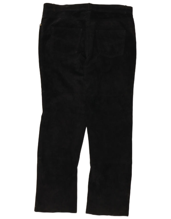 Pantaloni autentici da uomo in pelle scamosciata dritta 2XL W38 L32 in pelle nera