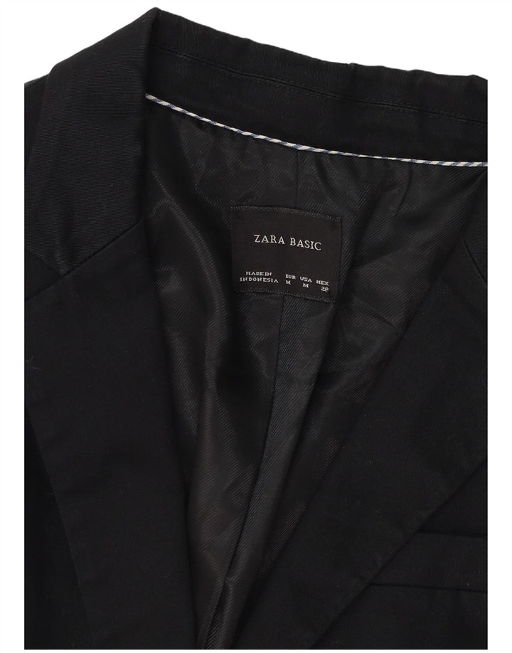 ZARA Womens 1 Button Blazer Jacket UK 12 Medium Black