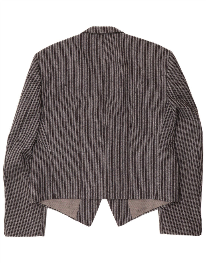 Leithauser Mens 1 Button Blazer Jacket EU 54 2XL Grey Striped Trevira