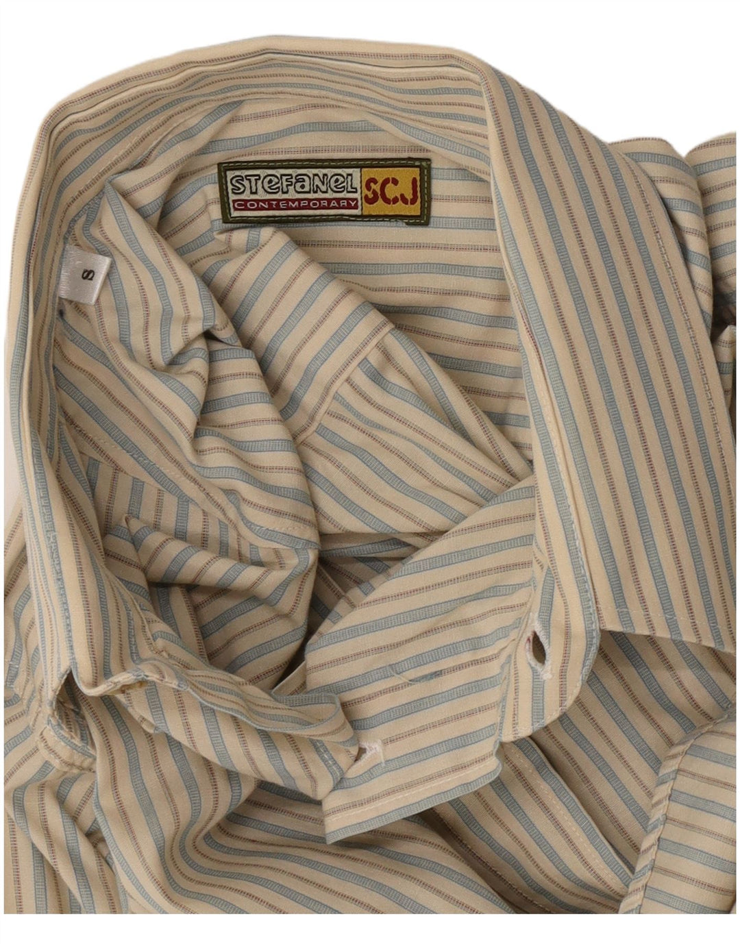 Stefanel Mens Shirt Small Beige Striped