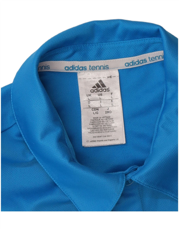 Adidas Mens Climalite Polo Shirt Large Blue Colourblock Polyester