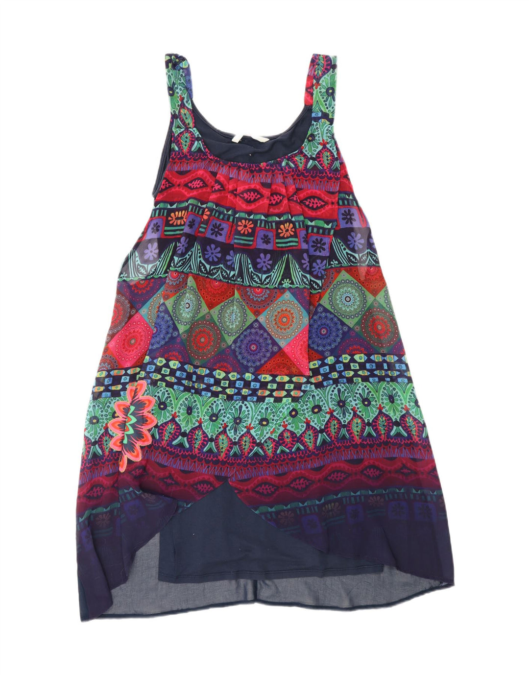 DESIGUAL Womens Sundress EU 40 Medium Navy Blue Floral Polyester Vintage Desigual and Second-Hand Desigual from Messina Hembry 