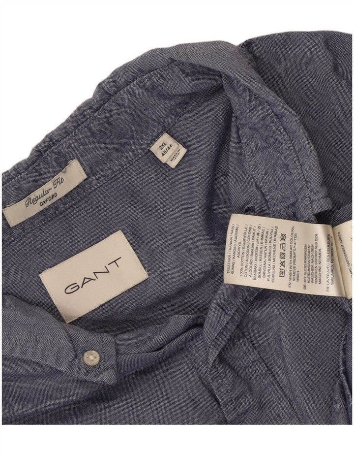 Gant Mens Regular Fit Shirt Size 45/46 2XL Blue Cotton