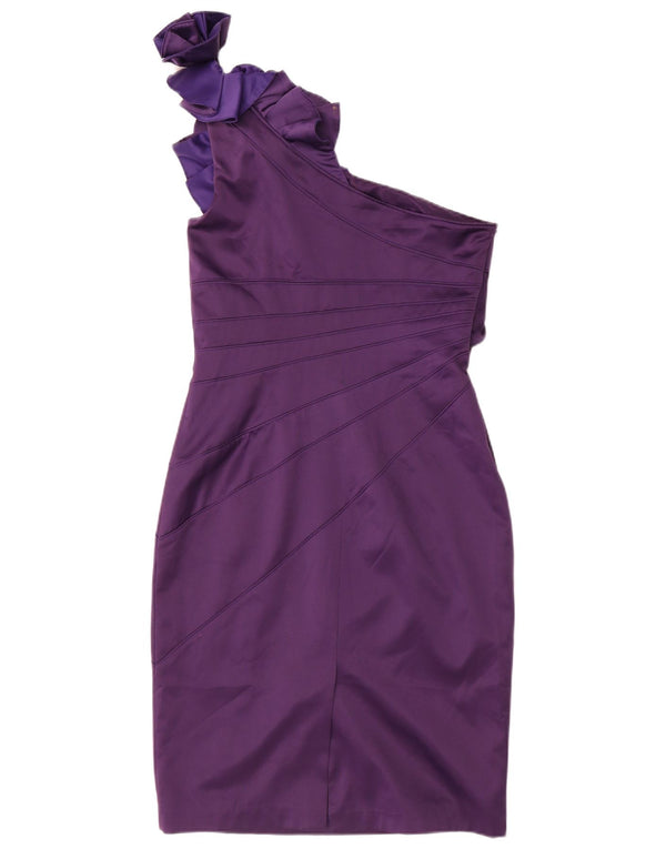 Karen Millen Womens One Shoulder Dress UK 14 Large Purple Colourblock
