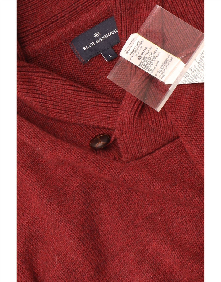 Marks & Spencer Maglione da uomo con collo a scialle blu Harbour grande rosso