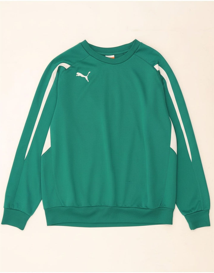 PUMA Sweatshirt til mænd, stor grøn farveblok polyester