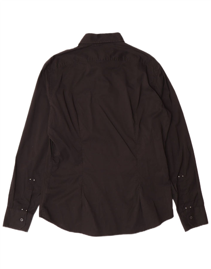 TRUSSARDI JEANS Mens Shirt Large Black Cotton