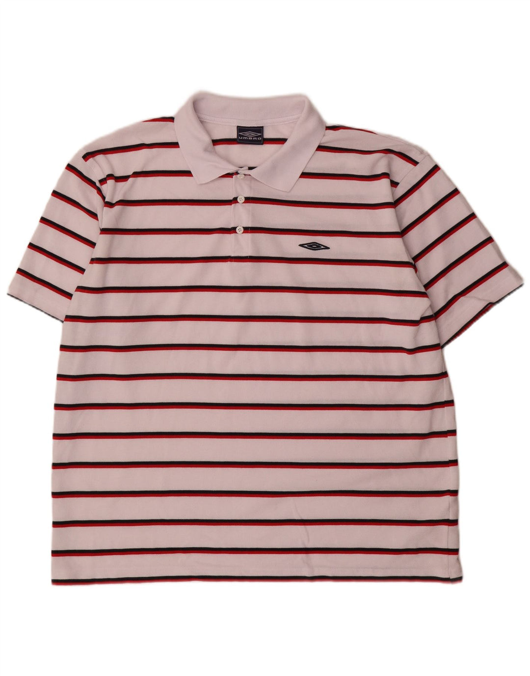 Umbro Mens Polo Shirt 2XL White Striped Polyester