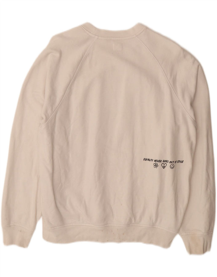 LEVI'S Mens Graphic Sweatshirt Jumper Small Off White Cotton Vintage Levi's and Second-Hand Levi's from Messina Hembry 