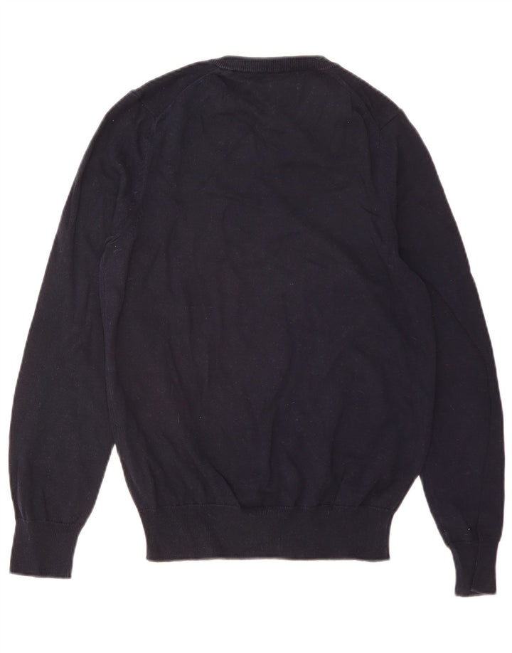 Marks & Spencer Mens V-Neck Jumper Sweater Small Navy Blue Cotton