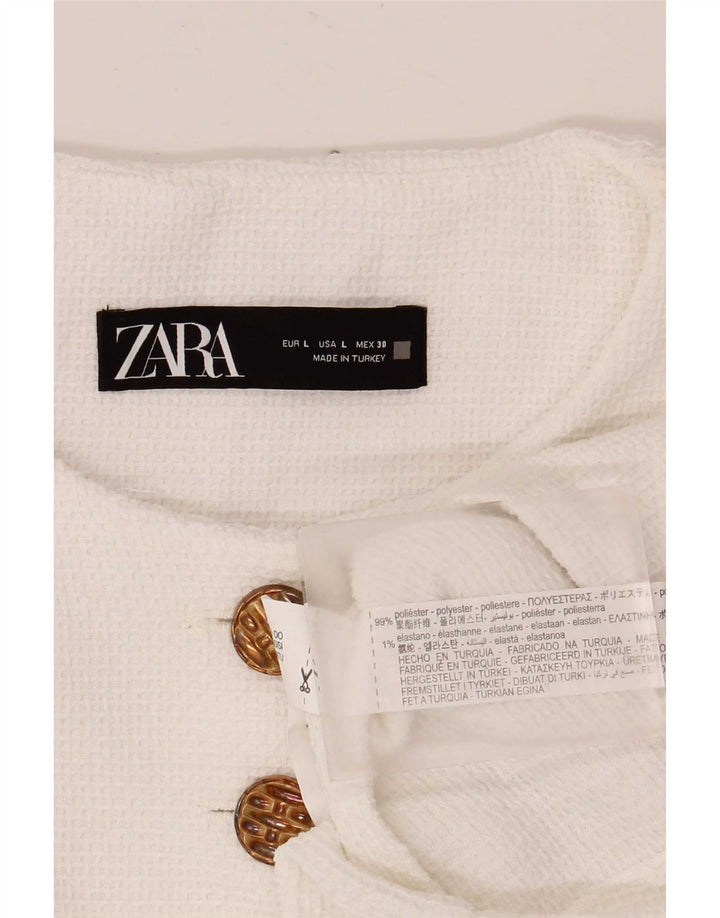 Zara Womens Bolero Jacket UK 16 Large White Polyester