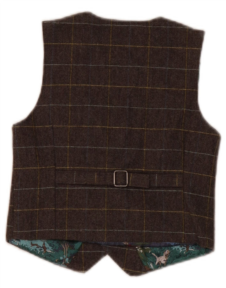 Monsoon Boys Waistcoat 5-6 Years Brown Check Wool